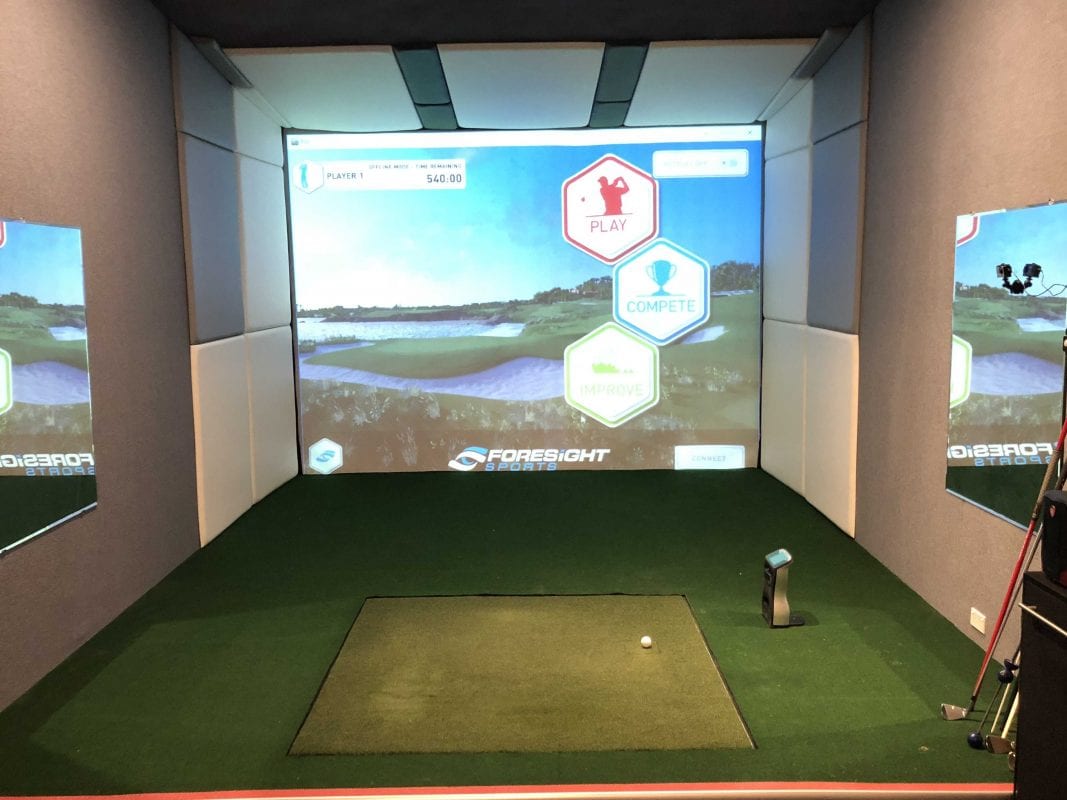The Perfectstroke Golf Training Centre main studio bay with Foresight GCQuad